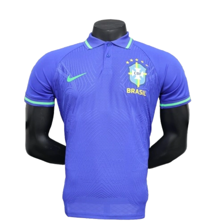 Brazil Nike Men's 2024 Slim Fit POLO Shirt - Blue