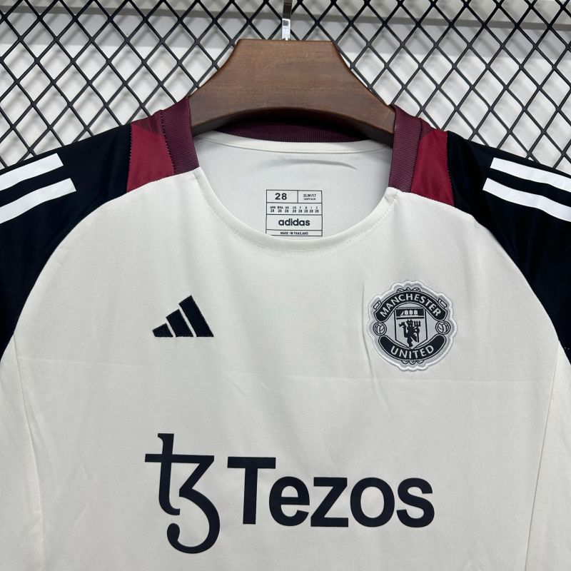 2025/2026 Manchester United Training Kit White Black Fan Edition Children's Kit