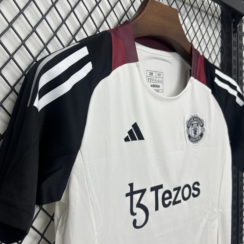 2025/2026 Manchester United Training Kit White Black Fan Edition Children's Kit