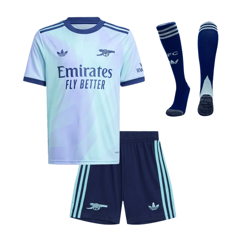 Kids Arsenal Custom Third Away Full Soccer Kits 2024-25--Blue