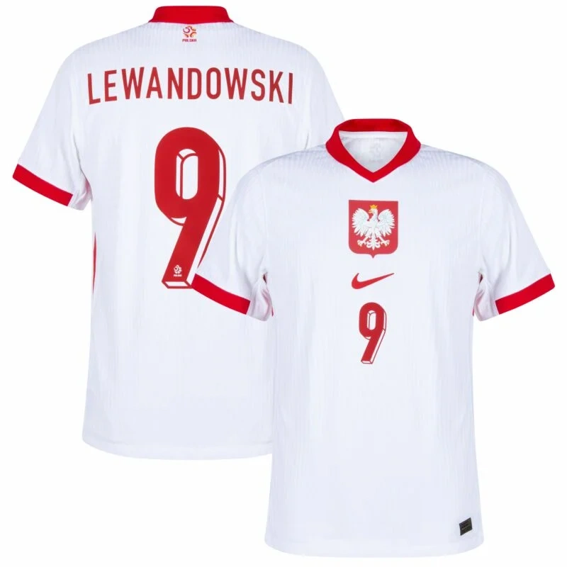 Poland Nation Home Lewandowski 9 Shirt Euro 2024-2025  Player version Size：S-2XL Non-Customize