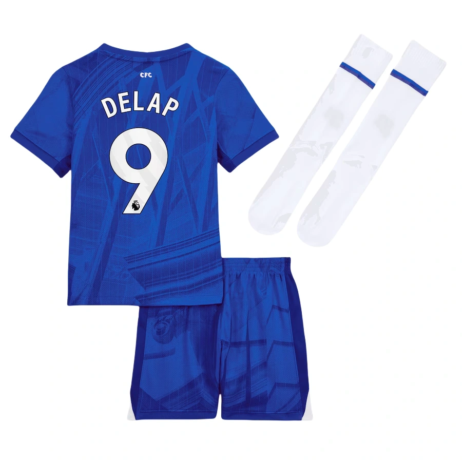 Kids Chelsea Home Delap 9 Soccer Kits 25-26 (Jersey+Shorts+Socks)