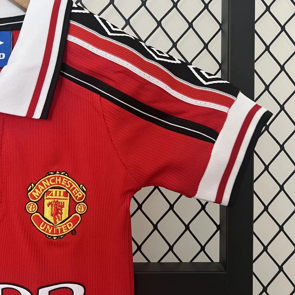 Manchester United 98-99 Home Retro Kid Kits Children Sets Jerseys