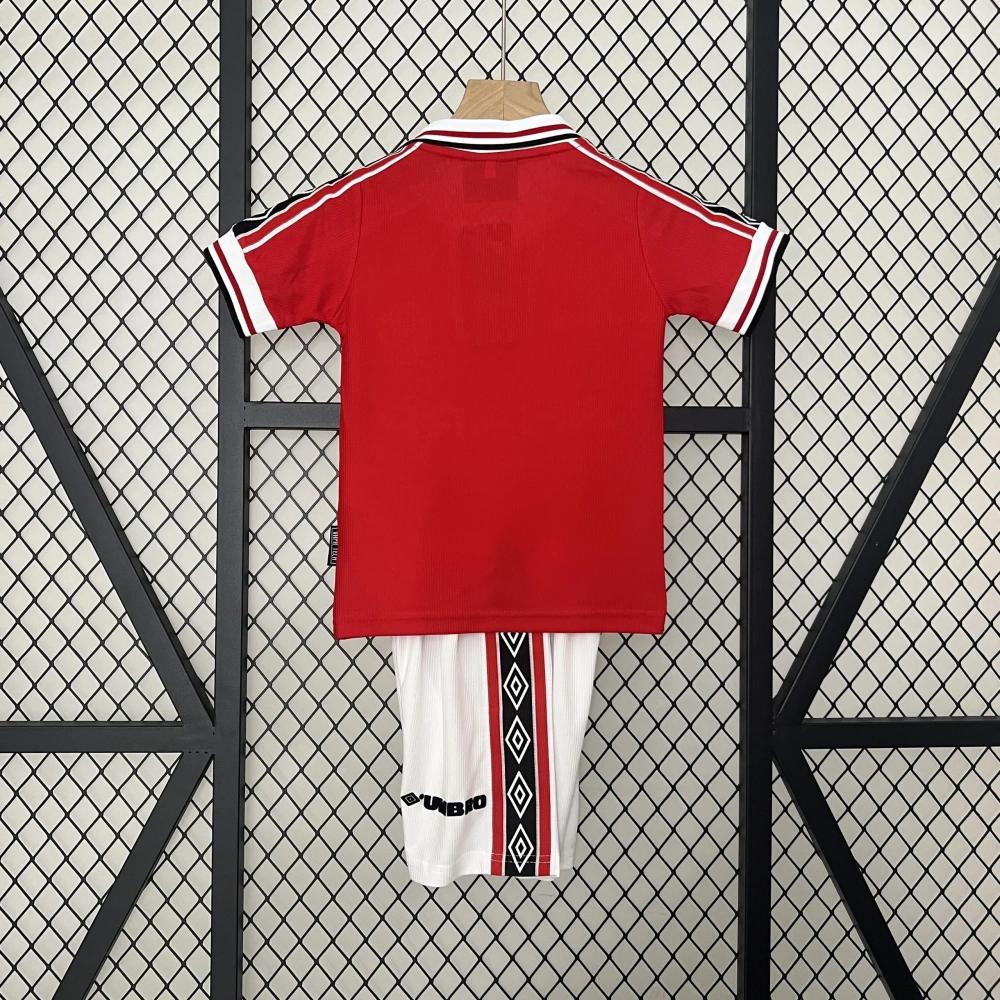 Manchester United 98-99 Home Retro Kid Kits Children Sets Jerseys