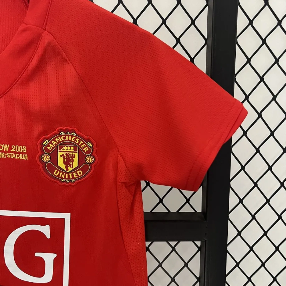 Manchester United 07-08 Home Retro Kids Kits Champions League Version Jerseys