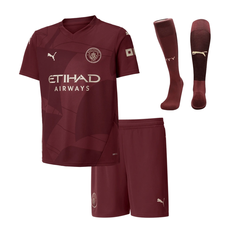 Kids 2024-25 Manchester City Custom Third Away Full Soccer Kits