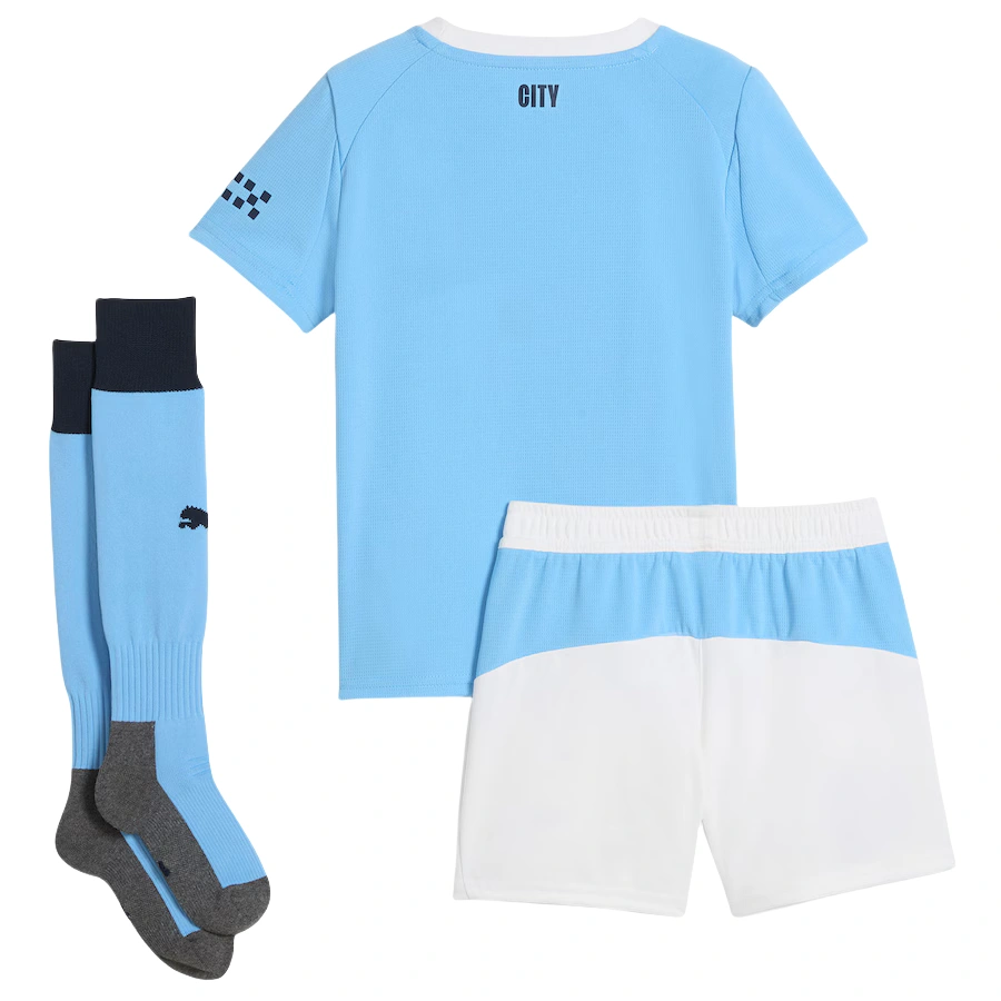 Kids Manchester City Home Soccer Jerseys Kit 2025-26 (Jersey+Shorts+Socks)