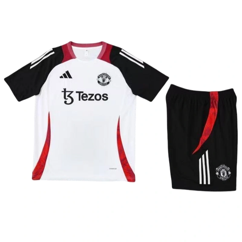 2025/2026 Manchester United Training Kit White Black Fan Edition Children's Kit