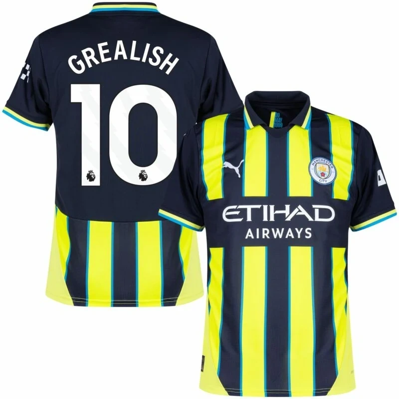 Player version Manchester City Away (Rúben3   Haaland9  Grealish10  Rodrigo16  Bruyne17  Bernardo20 Gvardiol24  Foden47 ) Shirt 2024-2025  Size：S-2XL Non-Customize