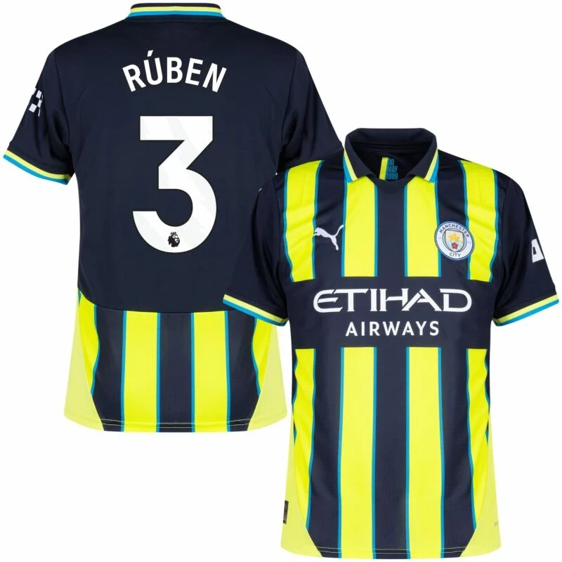 Player version Manchester City Away (Rúben3   Haaland9  Grealish10  Rodrigo16  Bruyne17  Bernardo20 Gvardiol24  Foden47 ) Shirt 2024-2025  Size：S-2XL Non-Customize