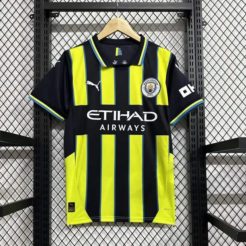 Fan version Manchester City Away (Rúben3   Haaland9  Grealish10  Rodrigo16  Bruyne17  Bernardo20 Gvardiol24  Foden47 ) Shirt 2024-2025  Size：S-4XL Non-Customize