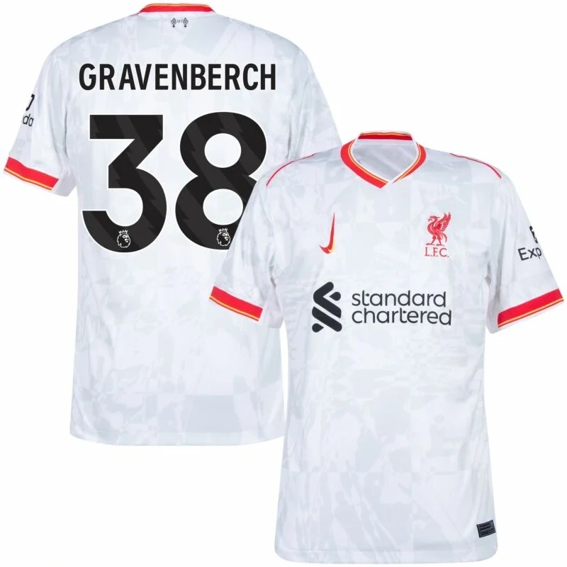 Liverpool Third Replica Jersey 2024/25（  Alexander-Arnold#66 Gravenberch#38 Diogo J.#20 Chiesa#14 M.Salah#11  Mac Allister#10 Darwiin#9  Szoboszlai#8  Luis Díaz#7  Virgil#4 ）Size S-4XL Non-Customize