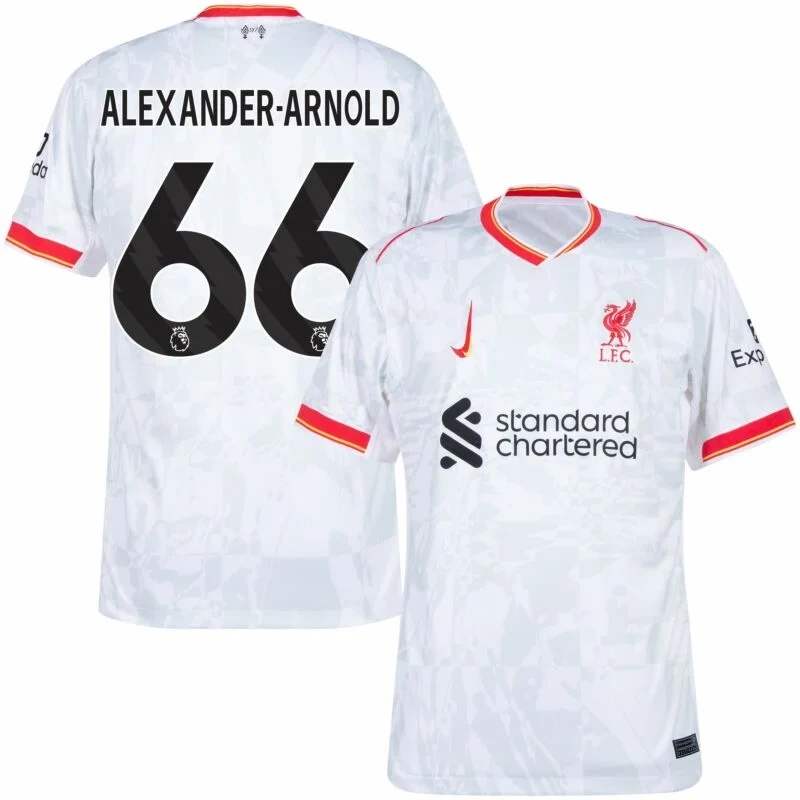 Liverpool Third Replica Jersey 2024/25（  Alexander-Arnold#66 Gravenberch#38 Diogo J.#20 Chiesa#14 M.Salah#11  Mac Allister#10 Darwiin#9  Szoboszlai#8  Luis Díaz#7  Virgil#4 ）Size S-4XL Non-Customize