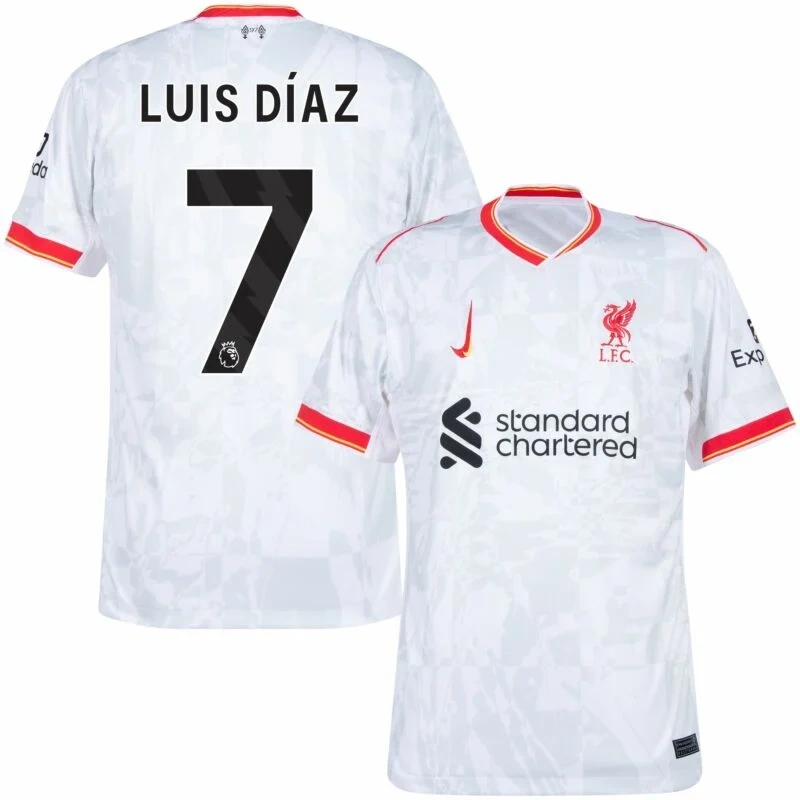 Liverpool Third Replica Jersey 2024/25（  Alexander-Arnold#66 Gravenberch#38 Diogo J.#20 Chiesa#14 M.Salah#11  Mac Allister#10 Darwiin#9  Szoboszlai#8  Luis Díaz#7  Virgil#4 ）Size S-4XL Non-Customize