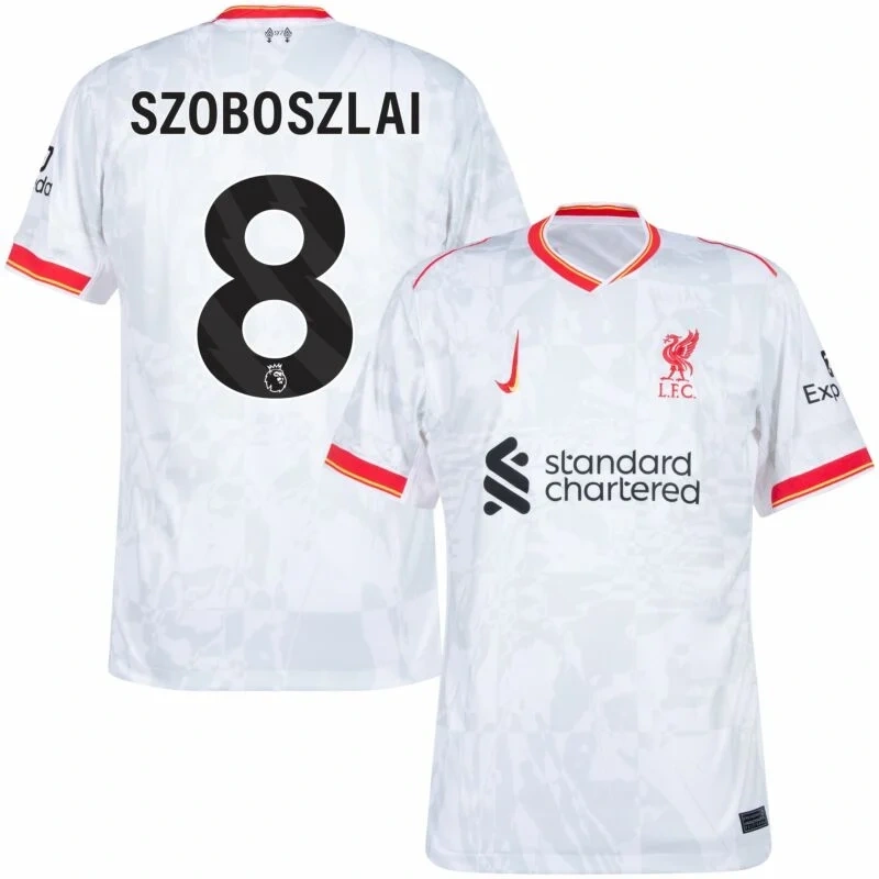 Liverpool Third Replica Jersey 2024/25（  Alexander-Arnold#66 Gravenberch#38 Diogo J.#20 Chiesa#14 M.Salah#11  Mac Allister#10 Darwiin#9  Szoboszlai#8  Luis Díaz#7  Virgil#4 ）Size S-4XL Non-Customize