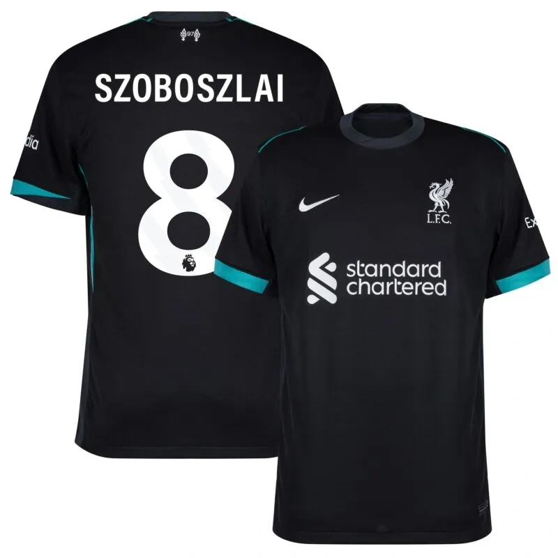Liverpool Black Away Shirt(Virgil #4 Szoboszlai#8  M.Salan#11 Chiesa#14） 2025-26 Player Edition Size:S-XXL Non-Customize
