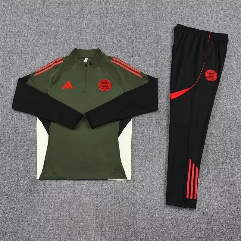 2025-26 Bayern Munich Green Training Kits Long Football Track suits
