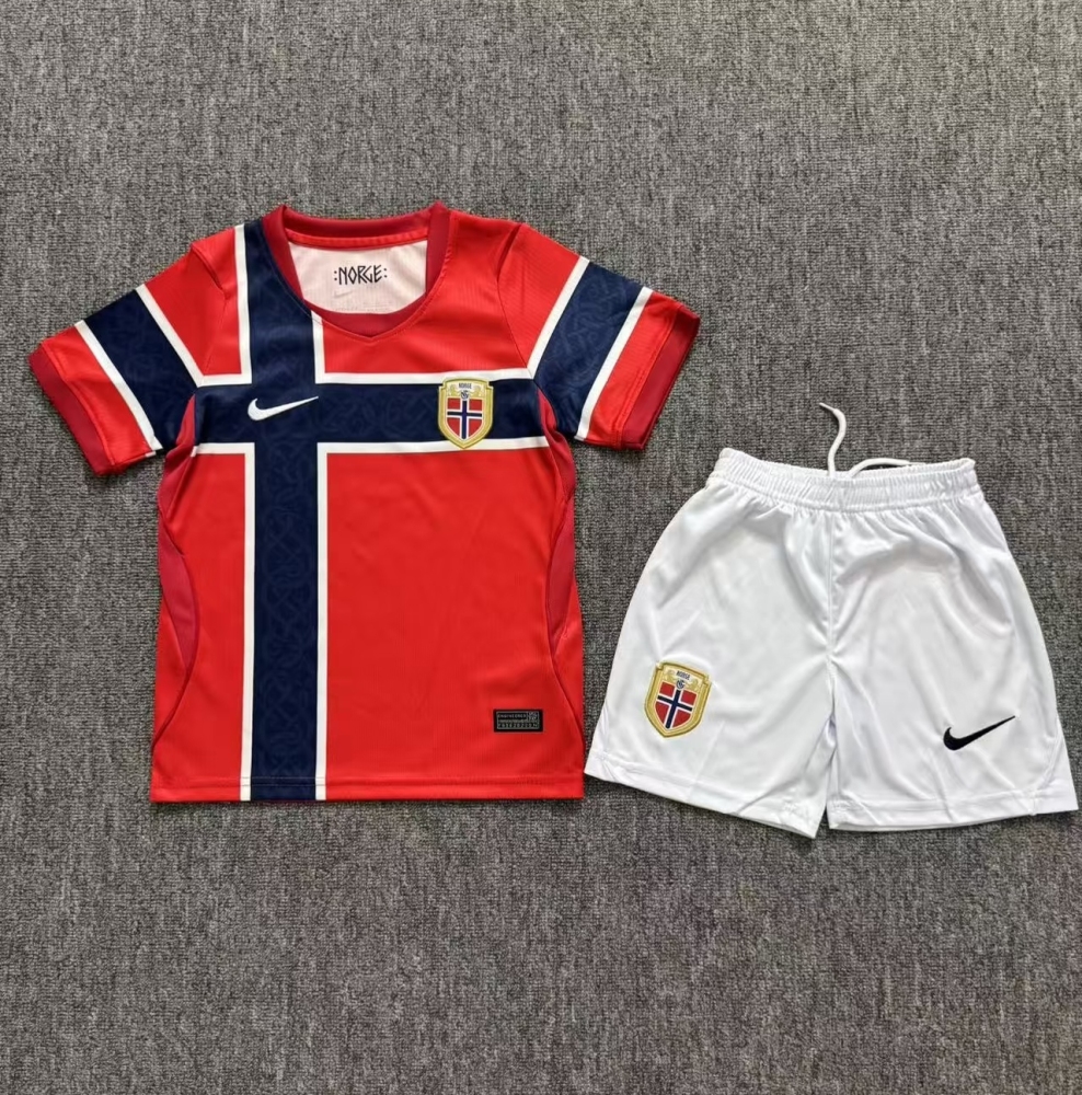 Norway 2026 World Cup Home Kids Kit & Jersey + Shorts Fan Version