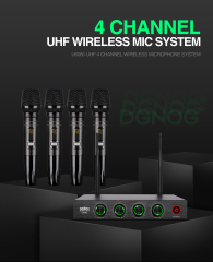 4 Channel Wireless Microphone System Home Karaok PA Speaker Singing Party TV Professional UHF Handheld Dynamic Mic U6080