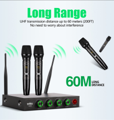 4 Channel Wireless Microphone System Home Karaok PA Speaker Singing Party TV Professional UHF Handheld Dynamic Mic U6080