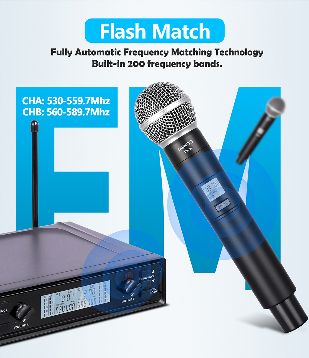 Professional Dual Wireless Microphone System UHF 2 Channels Handheld Microphone For Home Karaok PA Speaker Singing Party