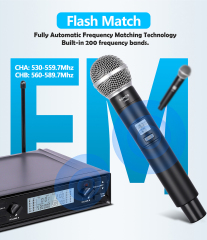 Professional Dual Wireless Microphone System UHF 2 Channels Handheld Microphone For Home Karaok PA Speaker Singing Party