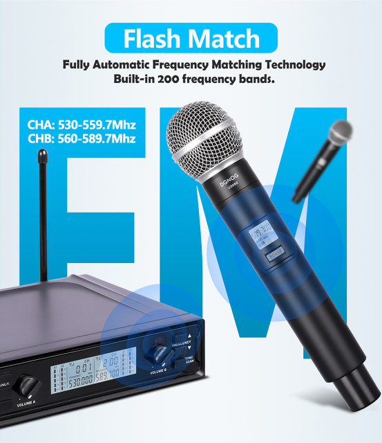 Professional Dual Wireless Microphone System UHF 2 Channels Handheld Microphone For Home Karaok PA Speaker Singing Party