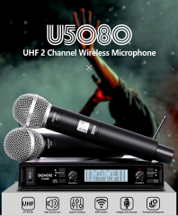 Professional Dual Wireless Microphone System UHF 2 Channels Handheld Microphone For Home Karaok PA Speaker Singing Party