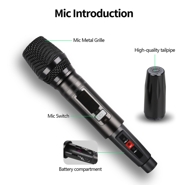 4 Channel Wireless Microphone System Home Karaok PA Speaker Singing Party TV Professional UHF Handheld Dynamic Mic U6080