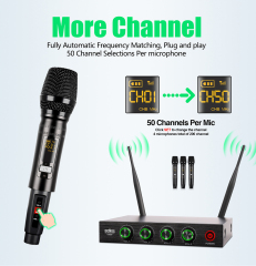 4 Channel Wireless Microphone System Home Karaok PA Speaker Singing Party TV Professional UHF Handheld Dynamic Mic U6080