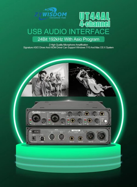 New arrival 4 channel USB Audio Interface with 6.5 mm monitor input