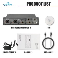 New arrival 4 channel USB Audio Interface with 6.5 mm monitor input
