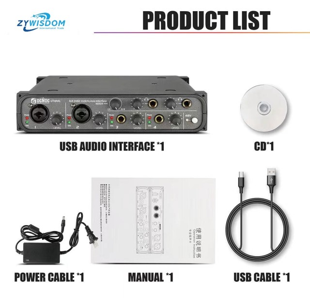 New arrival 4 channel USB Audio Interface with 6.5 mm monitor input