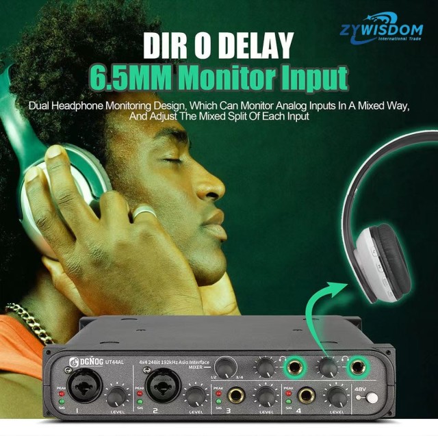 New arrival 4 channel USB Audio Interface with 6.5 mm monitor input