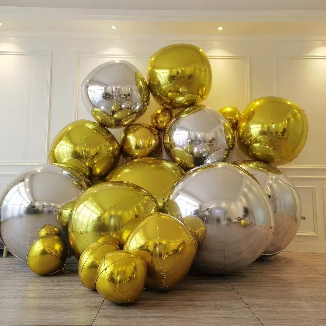 Round Foil Balloons 50/60/70 Inch, Gold/Silver/Black/Red Giant 4D Round Balloons for Wedding Graduation Valentine's Birthday Party Decorations