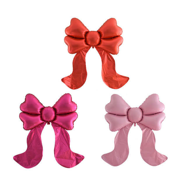 Matte Bow Balloons Medium & Large Sizes, Red/Pink/Rose Red Non-Reflective Decor for Birthday Wedding Baby Shower