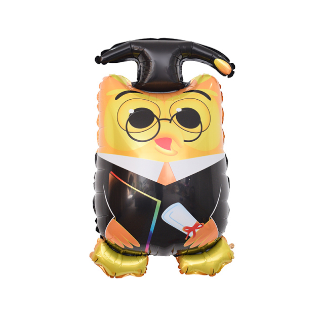 Graduation Owl Shape Cartoon Balloons with Gown and Mortarboard Balloons Graduate PHD Party Decoration Supplies