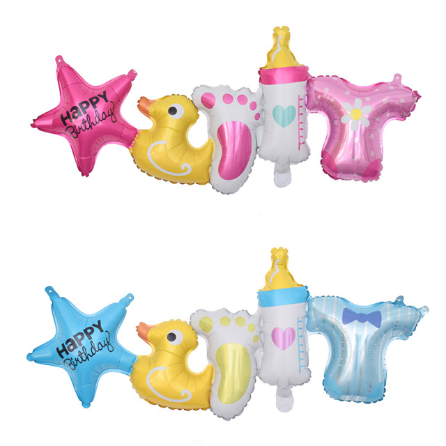 Inflatable Cartoon Duck Footprint Milk Bottle Banner Party Decoration Supplies Perfect for Baby Shower Kids Birthday Party Holiday Festival Celebration Indoor Outdoor Decor