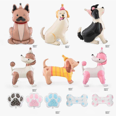 Puppy Dog Series Foil Mylar Balloons - Bulldog, Labrador, Shepherd, Dachshund, Poodle + Dog Bone & Paw Prints, for Kids Birthday Party & Dog Themed Decorations