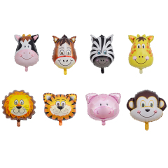 Jungle Safari Animal Head Foil Balloons - Helium/Air Inflatable, for Baby Shower, Birthday Party, Zoo Theme Decorations (Assorted Animal Styles)