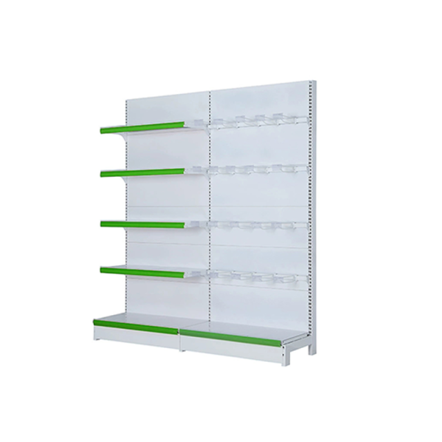 Light Duty Adjustable Freestanding 1-5-Shelf Metal Double-Sided Grid Supermarket Rack Epoxy Powder Coating L-Shape Quick