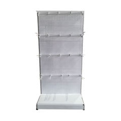 Light Duty Adjustable Freestanding 1-5-Shelf Metal Double-Sided Grid Supermarket Rack Epoxy Powder Coating L-Shape Quick
