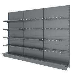 Light Duty Adjustable Freestanding 1-5-Shelf Metal Double-Sided Grid Supermarket Rack Epoxy Powder Coating L-Shape Quick