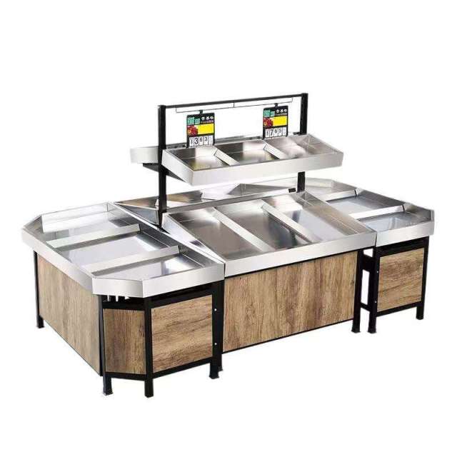 Vegetables Fruits Grains Millet Supermarket Shelves Heavy Duty Metallic Wood Construction Removable Assembleable Quick