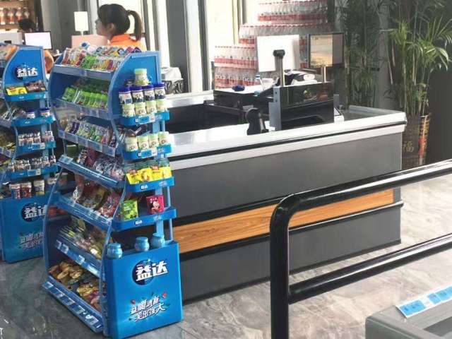 Factory Price Front Reception Desk Checkout Counter for Supermarket and Beauty Shop Durable Metal Material