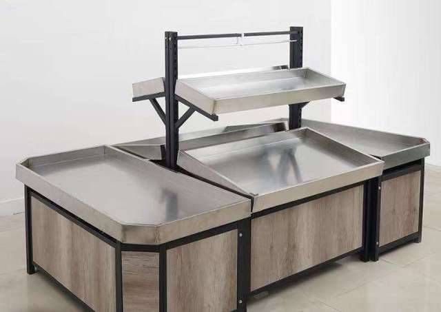 Vegetables Fruits Grains Millet Supermarket Shelves Heavy Duty Metallic Wood Construction Removable Assembleable Quick