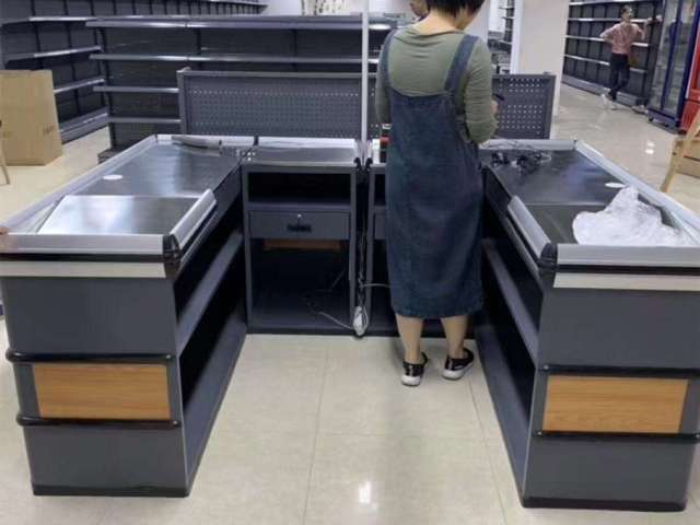 Factory Price Front Reception Desk Checkout Counter for Supermarket and Beauty Shop Durable Metal Material