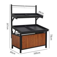 Vegetables Fruits Grains Millet Supermarket Shelves Heavy Duty Metallic Wood Construction Removable Assembleable Quick