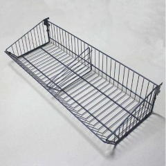 Stable Structure Guichang Customized Size of Metal Hanging Basket for Supermarket Shelf With Four Columns and Wood Grain
