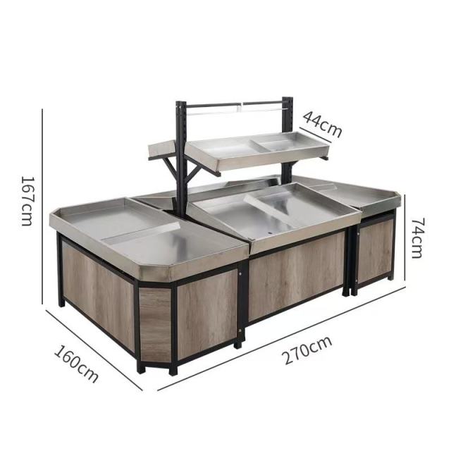 Vegetables Fruits Grains Millet Supermarket Shelves Heavy Duty Metallic Wood Construction Removable Assembleable Quick